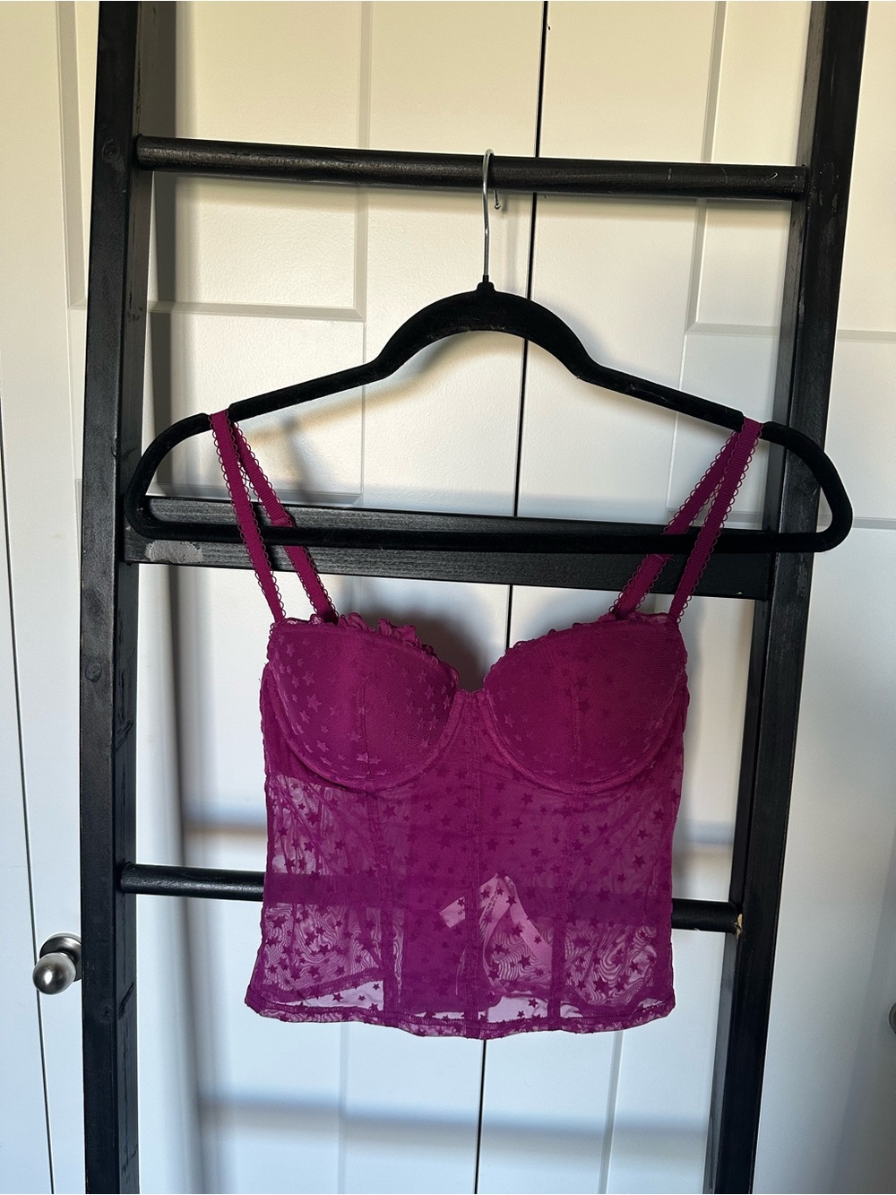 PINK Victoria's Secret Fuchsia Lace Bustier Camisole